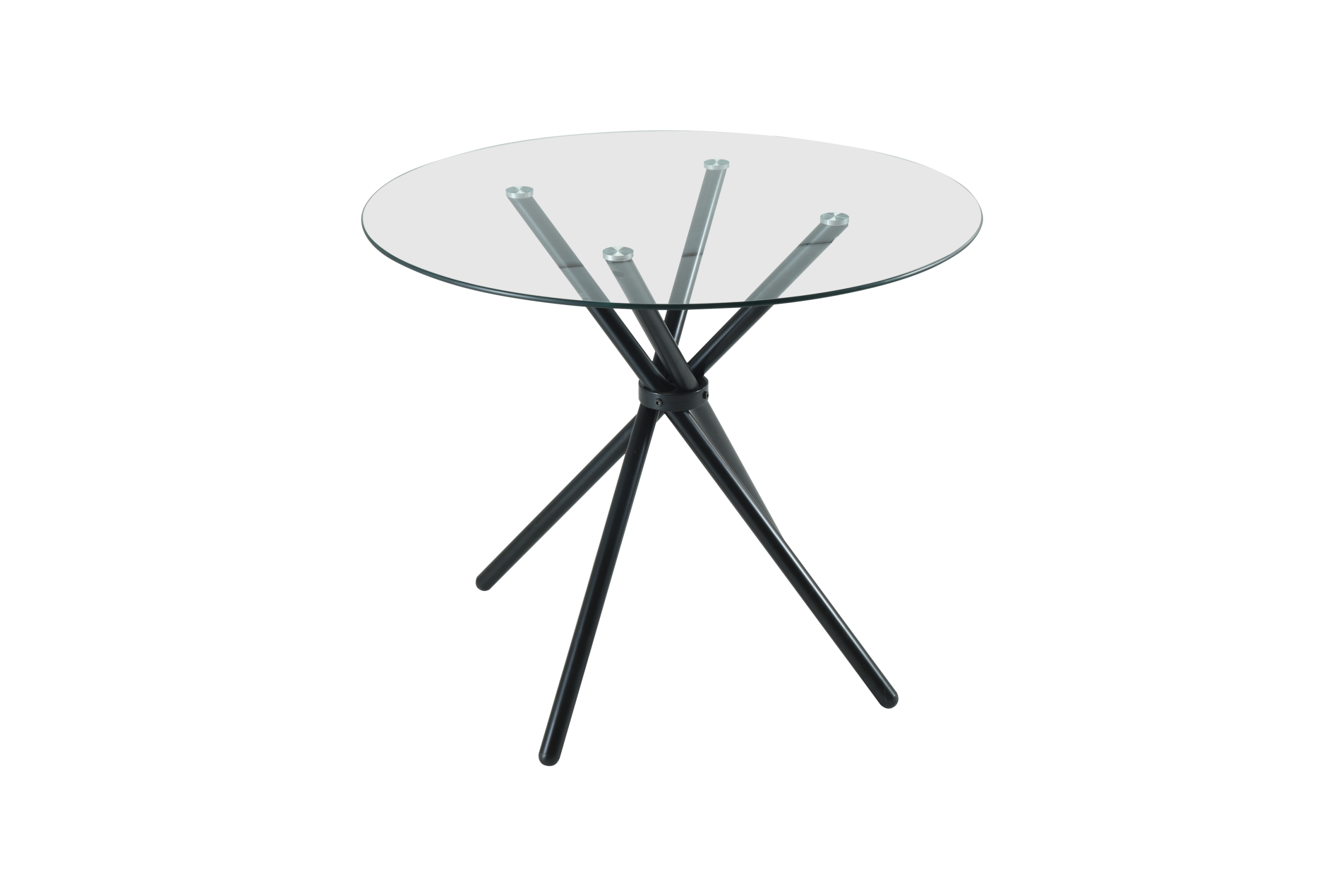 Elsie Circle Glass Dining Table with starburst black legs - Image 2
