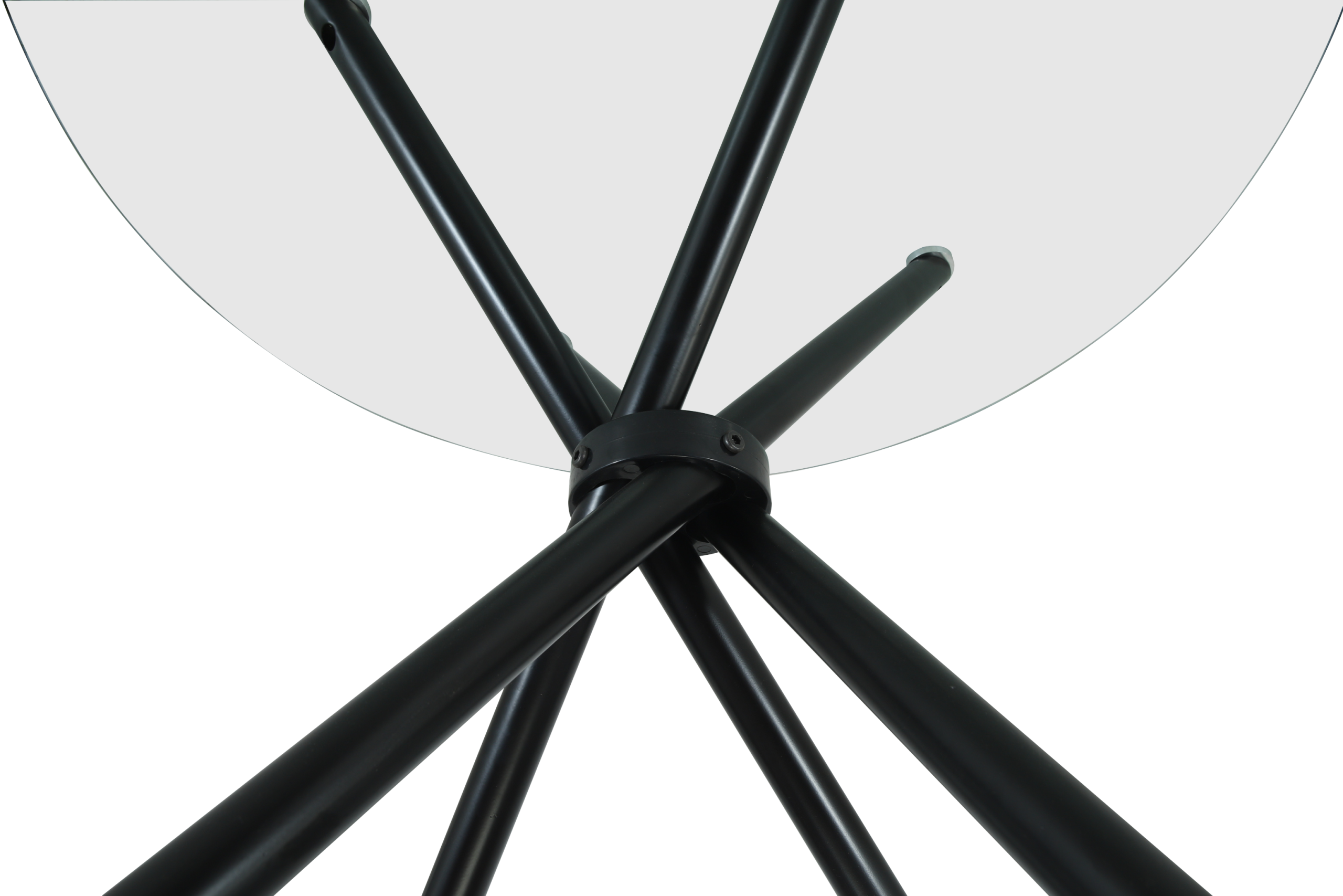 Elsie Circle Glass Dining Table with starburst black legs - Image 4