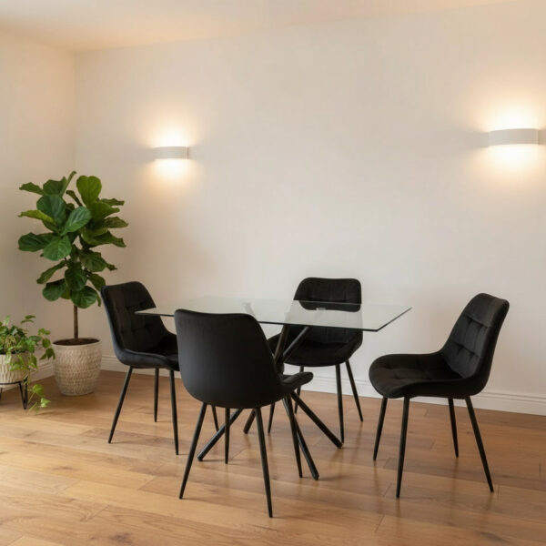 Skyla-Mae Dining Table with 4 Erica Velvet Chairs