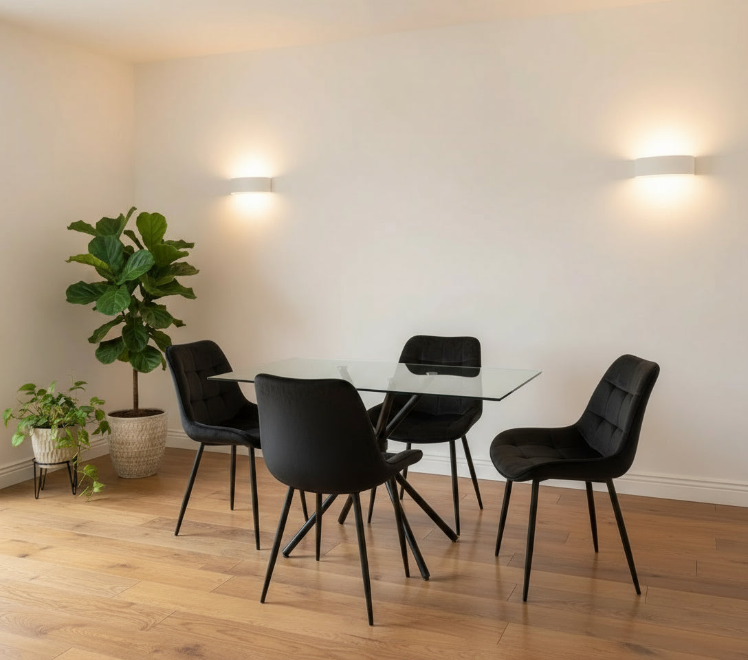 Skyla-Mae Dining Table with 4 Erica Velvet Chairs
