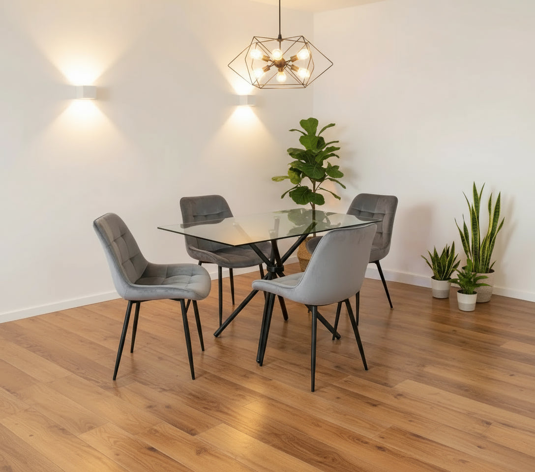 Skyla-Mae Dining Table with 4 Erica Velvet Chairs - Image 10