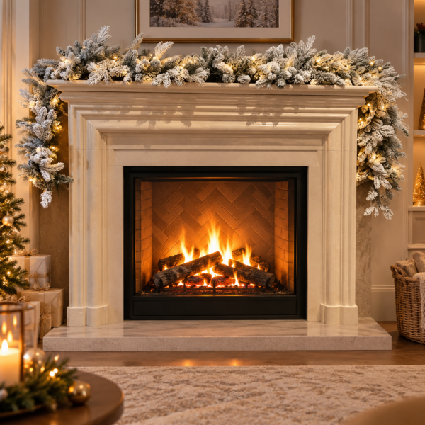270cm Premium Mixed branch prelit Snow filled Christmas Garland - with timer
