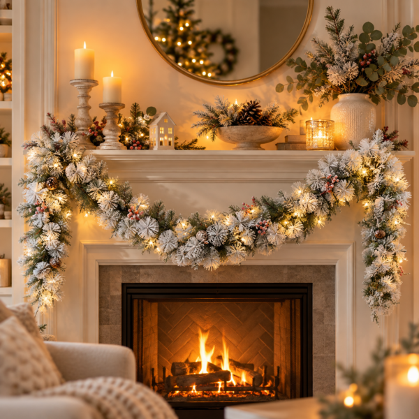Snowfall Sparkle Glow Christmas Garland