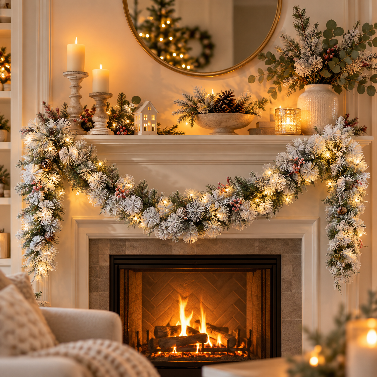 Snowfall Sparkle Glow Christmas Garland