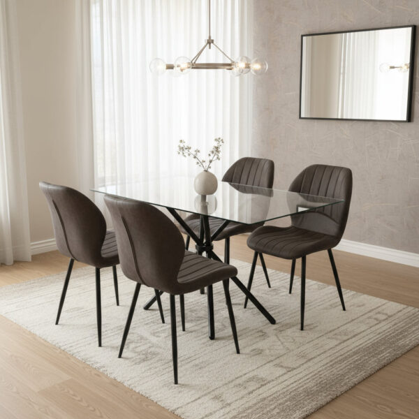 Skyla-Mae Dining Table with 4 Jaydn Leather Chairs