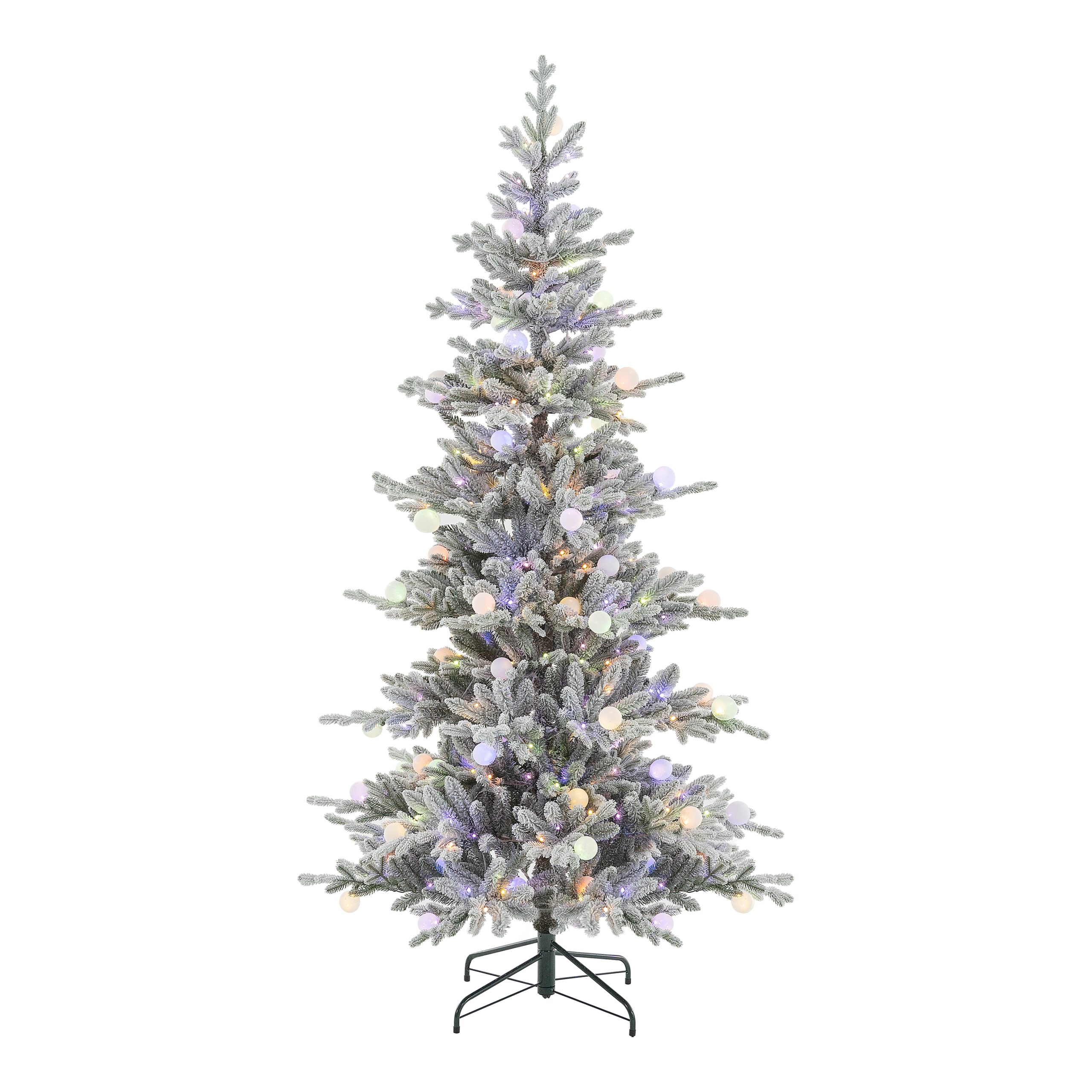 Snowfall Sparkle Flocked White Multi-Colour Christmas Tree - 6FT - Image 3