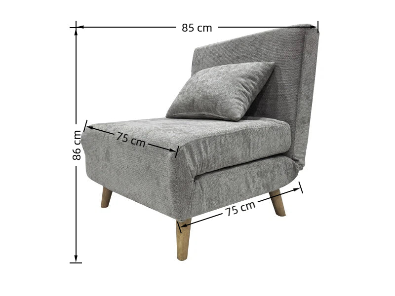 Joel Uno Single Chair Sofa Bed - Grey - Image 9