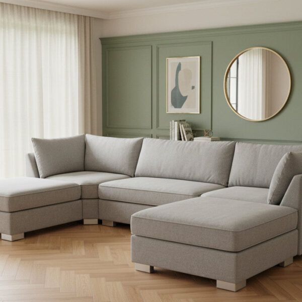 The Winnie U-Shaped Modular Corner Sofa with Deep Seat - Beige