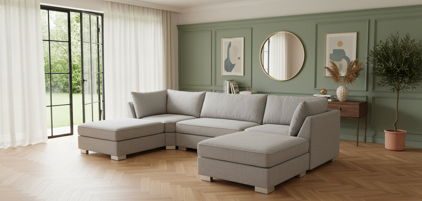 The Winnie U-Shaped Modular Corner Sofa with Deep Seat - Beige