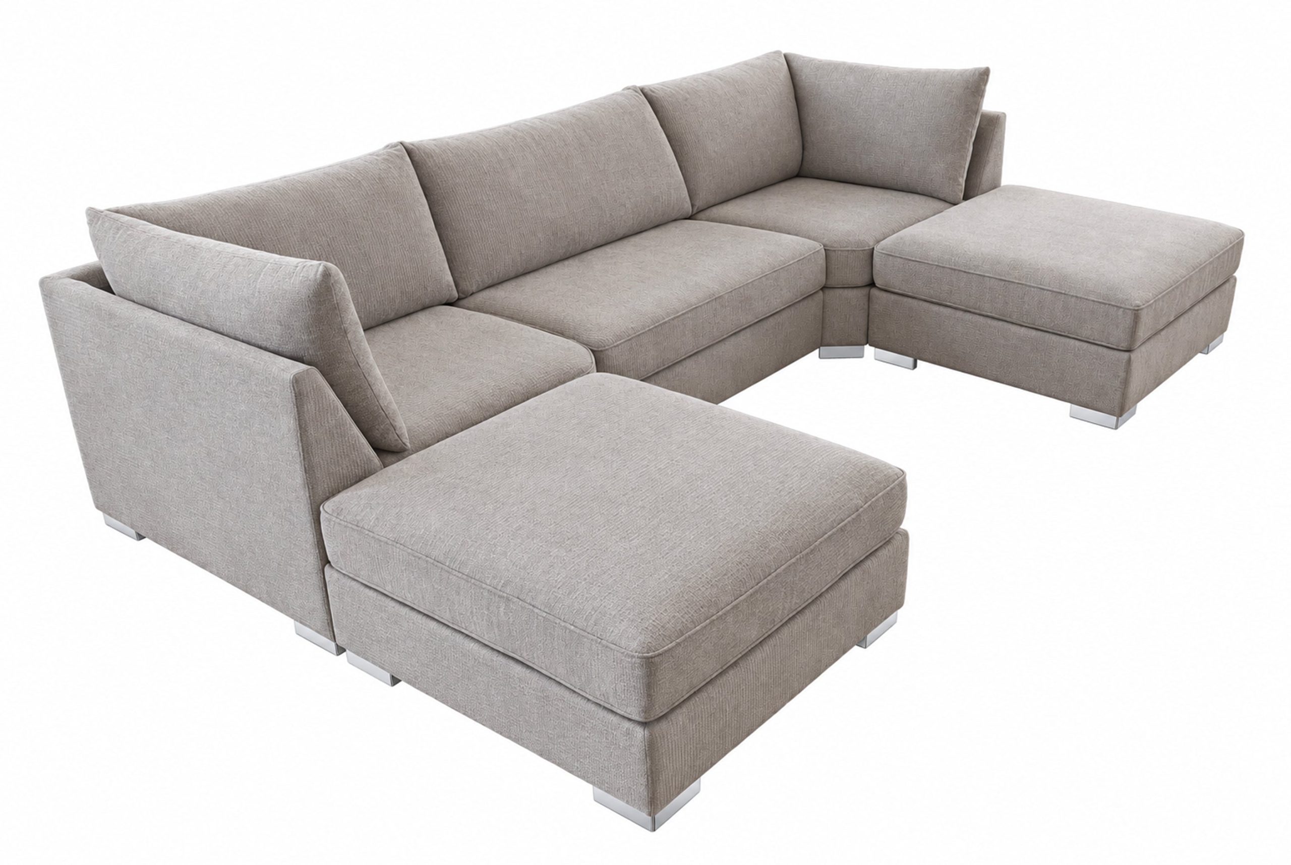 The Winnie U-Shaped Modular Corner Sofa with Deep Seat - Beige - Image 6
