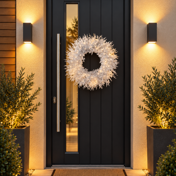 Arctic Snowdrift Christmas Wreath – Warm White LED Lights