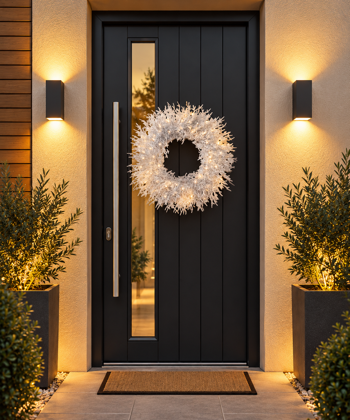 Arctic Snowdrift Christmas Wreath – Warm White LED Lights