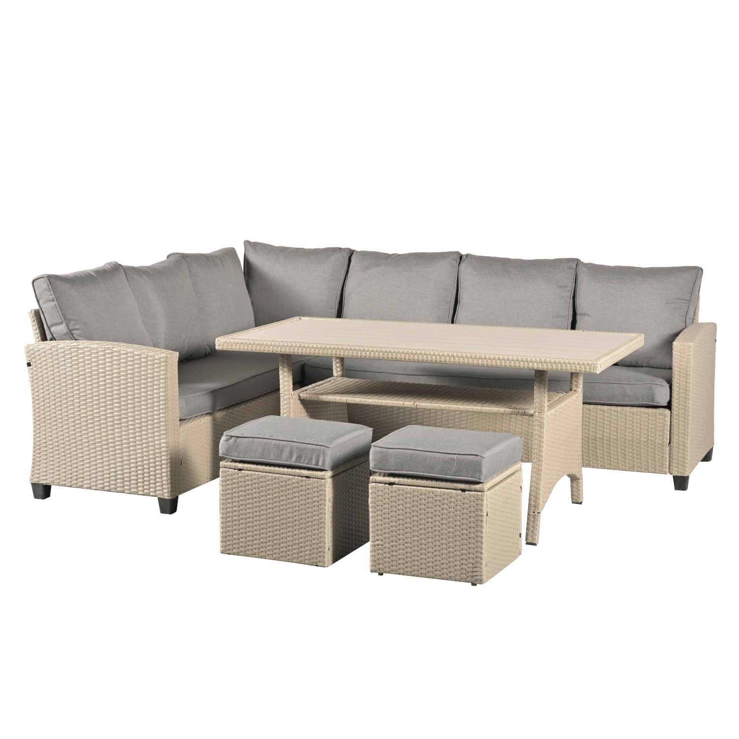 Kitty 8 Seat Grey Rattan Corner Sofa Dining Set - Image 2