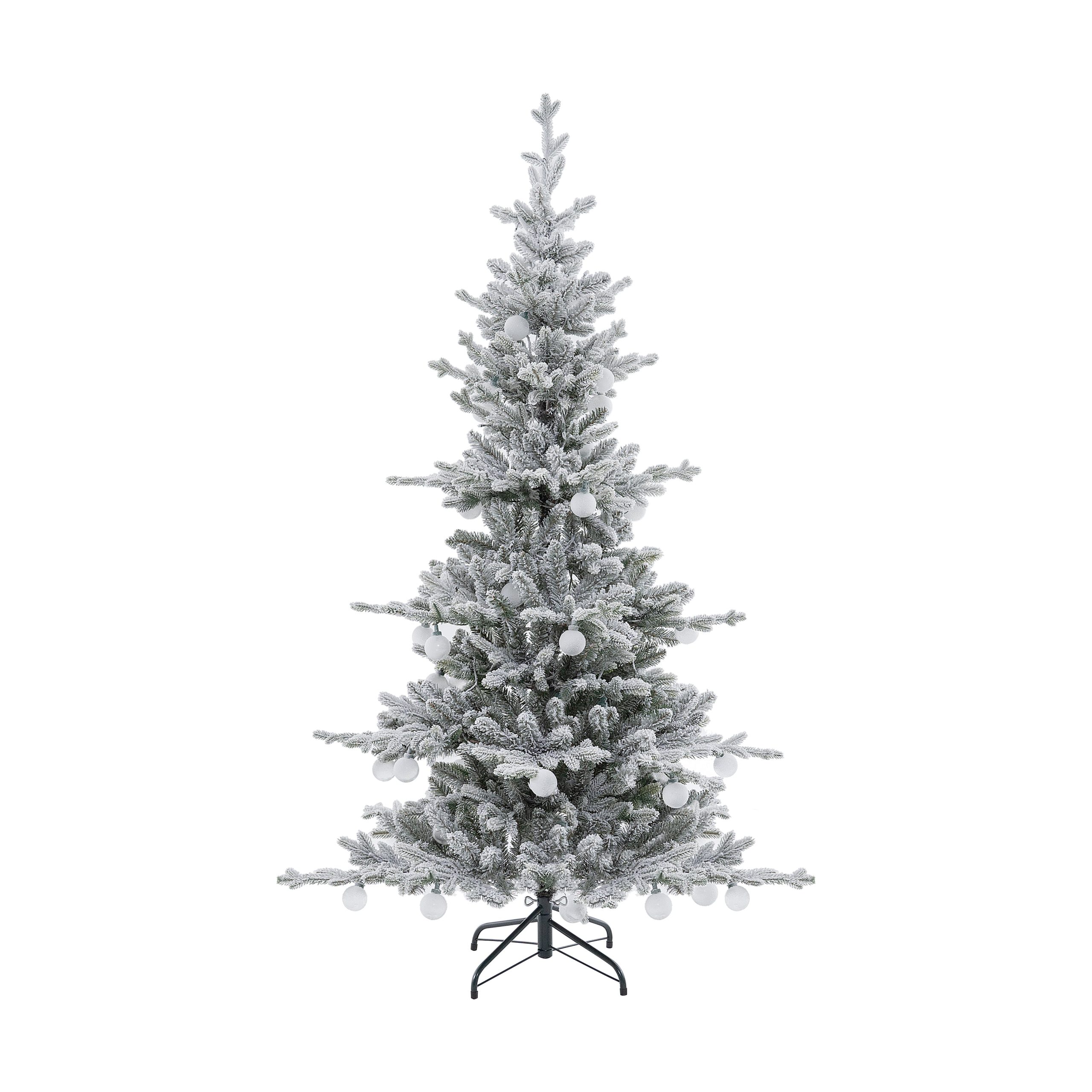 Snowfall Sparkle Flocked White Multi-Colour Christmas Tree - 6FT - Image 2