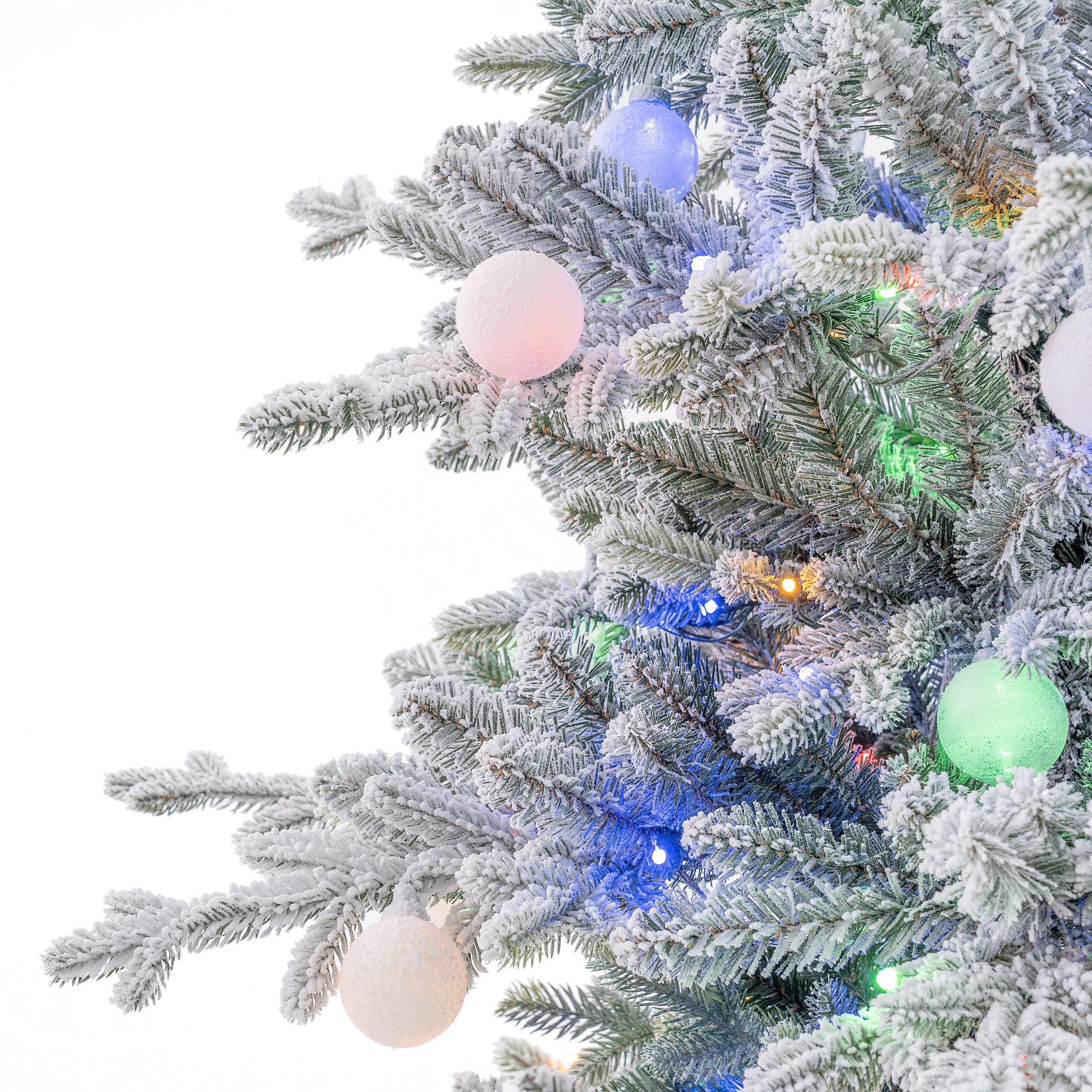 Snowfall Sparkle Flocked White Multi-Colour Christmas Tree - 6FT - Image 4