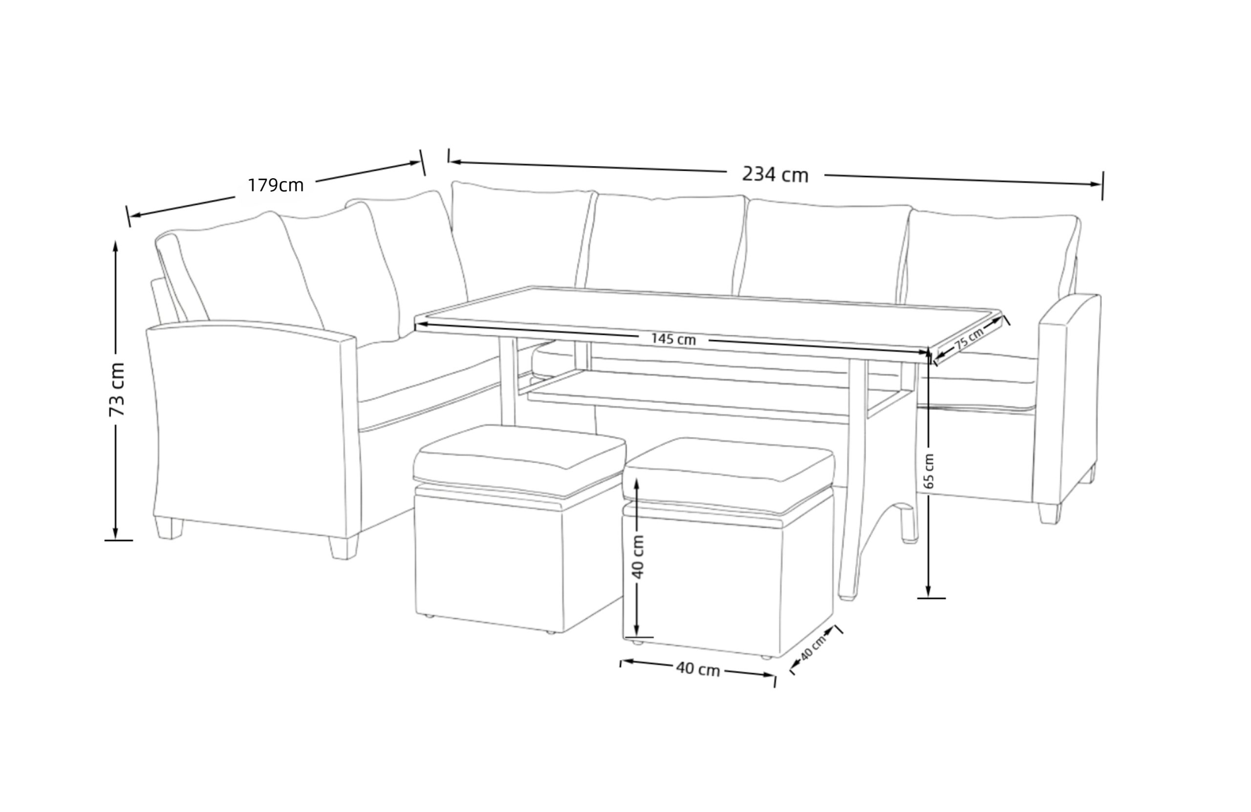 Kitty 8 Seat Grey Rattan Corner Sofa Dining Set - Image 3