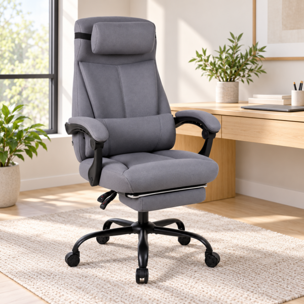 The Ashford Grey Reclining Executive Office Chair with Footrest