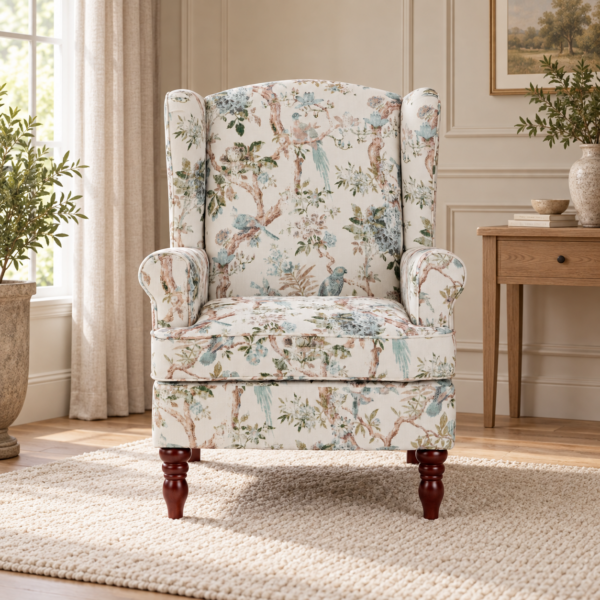 Aviary Bird Print Wingback Chair
