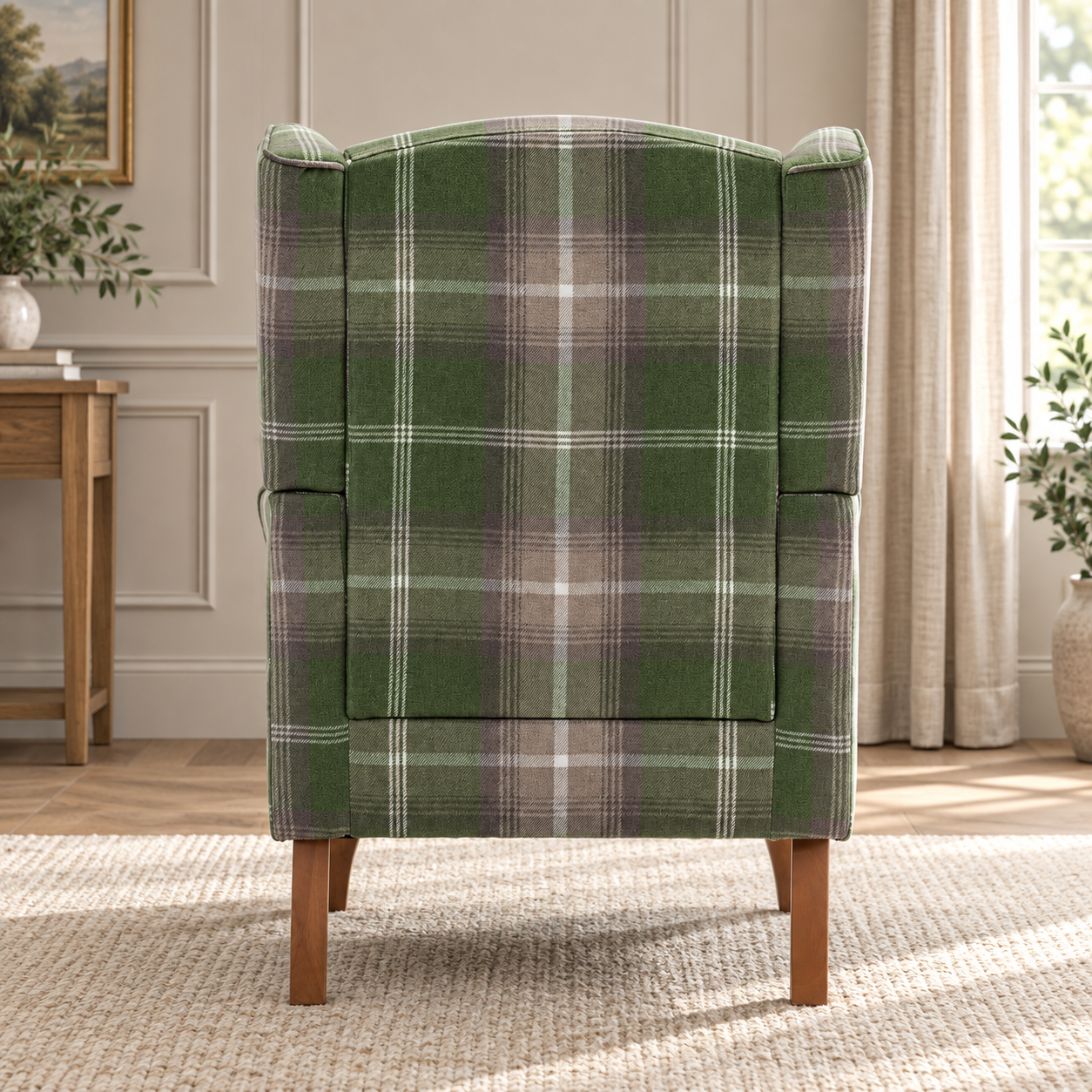 Highland Green Check Wingback Chair - Image 4
