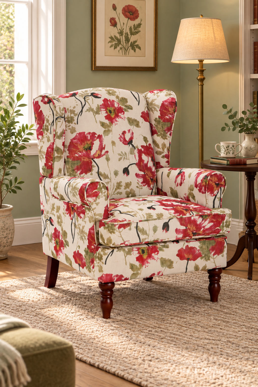 Poppy Floral Wingback Chair - Image 2