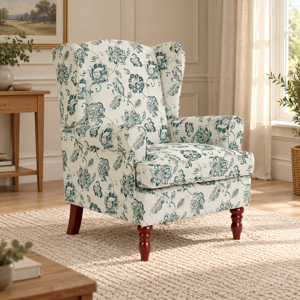 Teal Wingback Chair - Image 4
