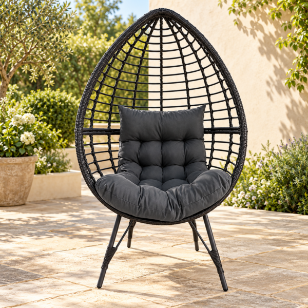 The Haresfinch Rattan Standing Egg Chair – Black
