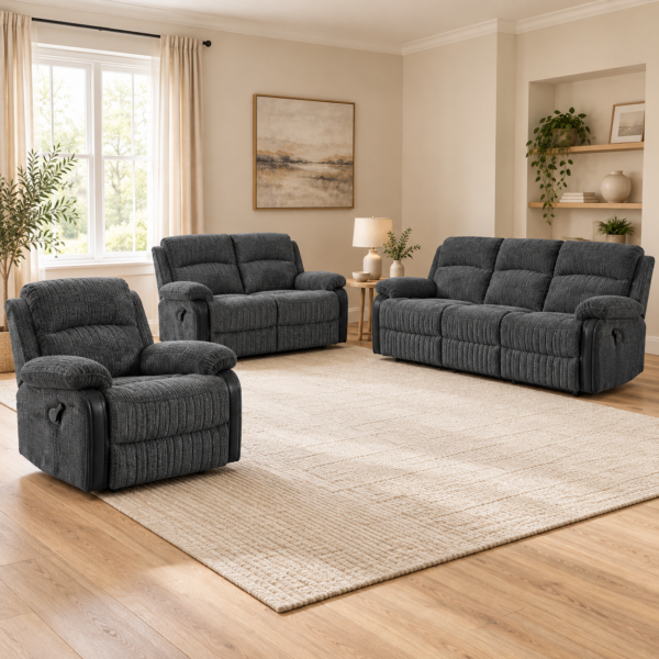 The Rosie-Grey Charcoal Massage Recliner Collection – 3+2+1