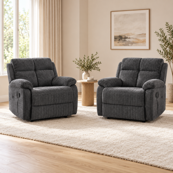 The Rosie-Grey Charcoal Massage Recliner Collection – 1+1
