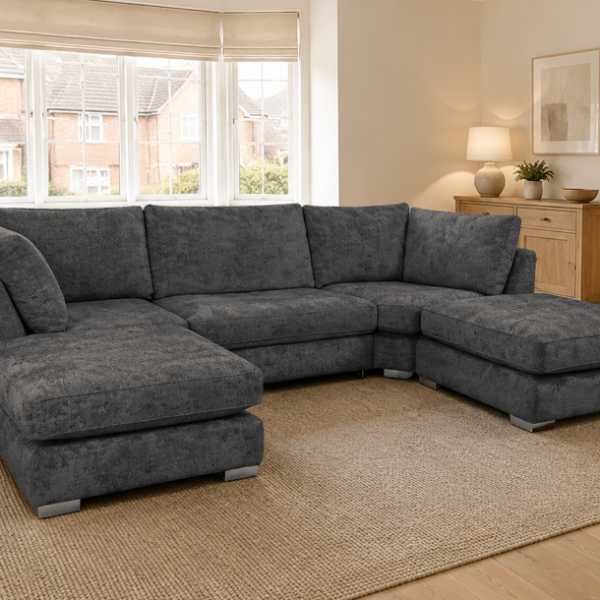 Winnie U-Shape Sofa - Charcoal Grey