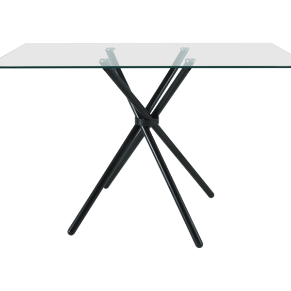 Skyla-Mae Rectangle Glass Dining Table with starburst black legs