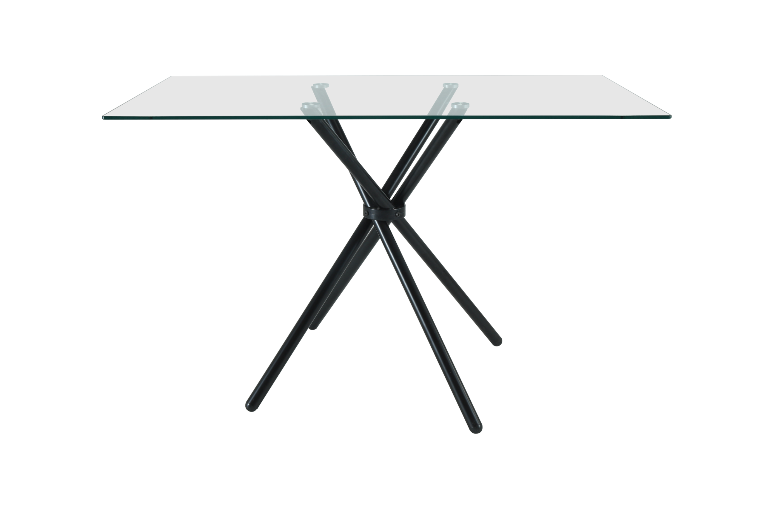Skyla-Mae Rectangle Glass Dining Table with starburst black legs