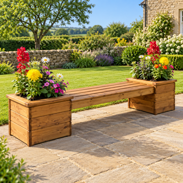 The Rosewood Double Planter Bench