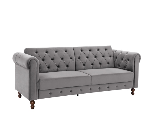 Nova 3 Seat Sofa Bed in Grey Velvet - Image 4