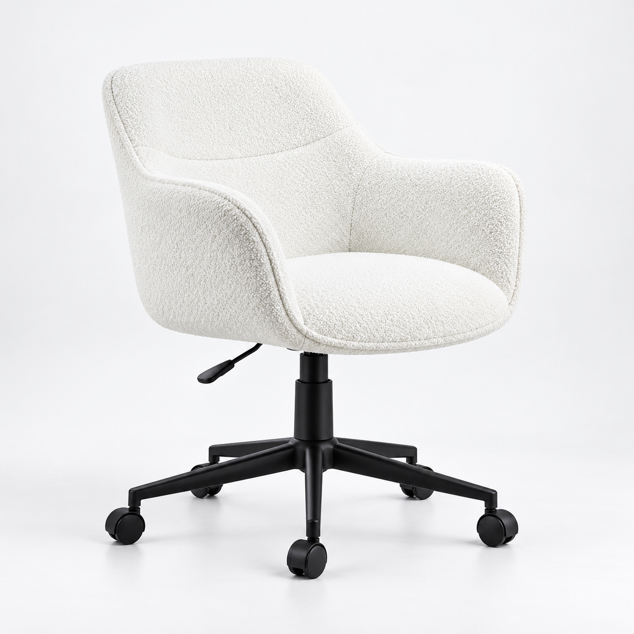The Chelsea Ivory Bouclé Swivel Office Chair - Image 2