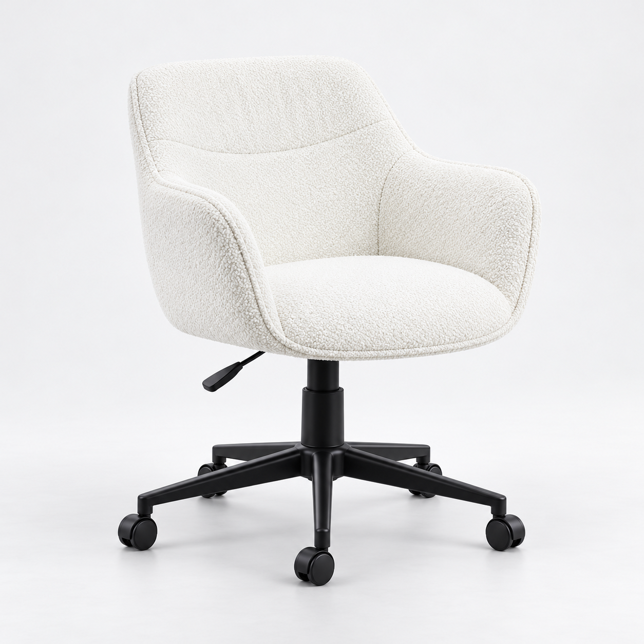 The Chelsea Ivory Bouclé Swivel Office Chair - Image 3