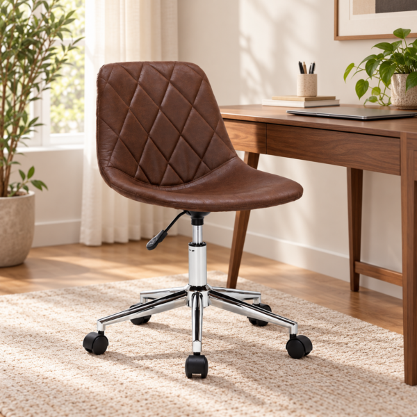 The Camden Brown Quilted Swivel Office Chair