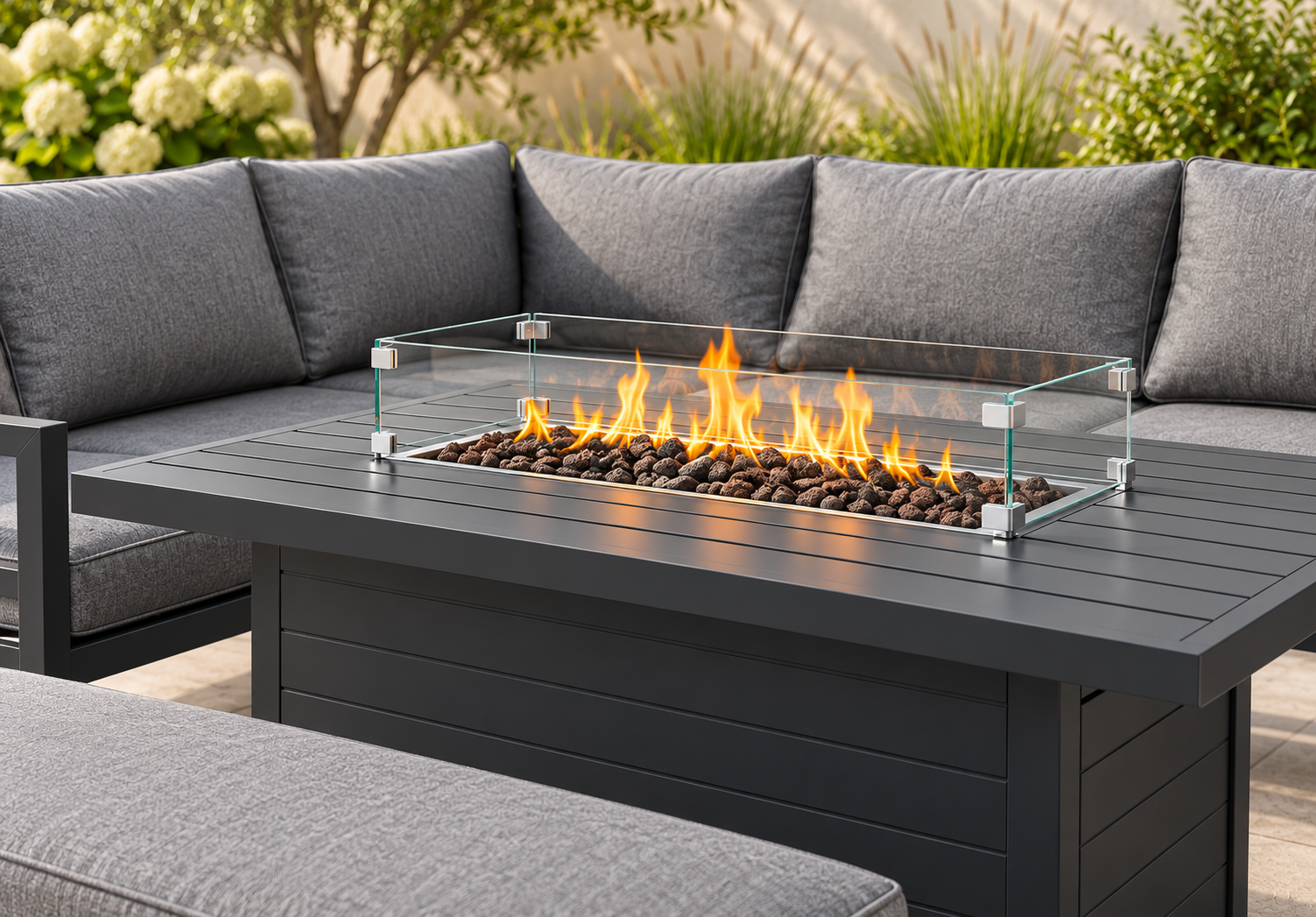 The Thatto Heath Eight-Seater Corner Firepit Garden Set - Image 4