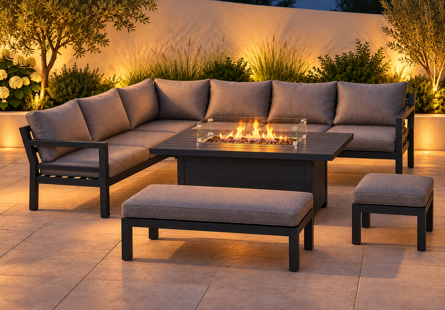 The Thatto Heath Eight-Seater Corner Firepit Garden Set - Image 5