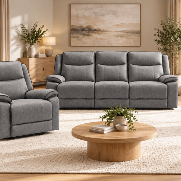 The Tia-Rose Grey Manual Recliner Collection - 3+1